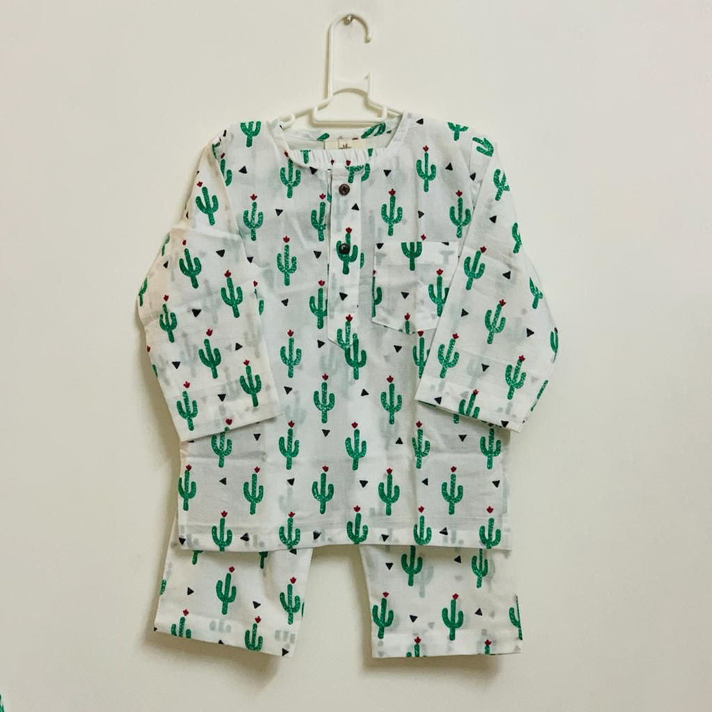 Cactus Printed Mul Nightsuit