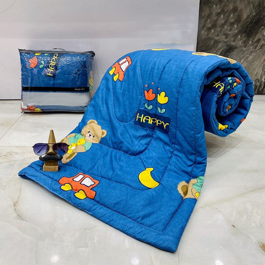 Cartoon Blue Teddy Theme Cotton Light Weight Comforter