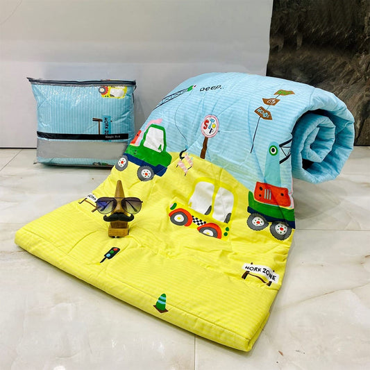 Cartoon Construction Work Zone Theme Cotton Light Weight Comforter