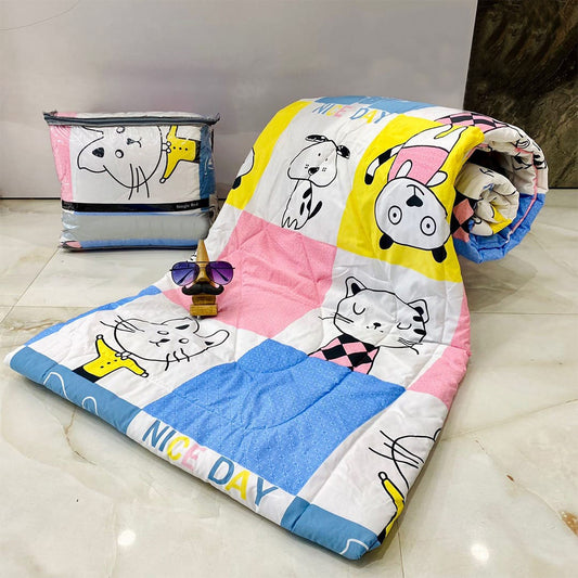 Cartoon Pet Multicolor Theme Cotton Light Weight Comforter