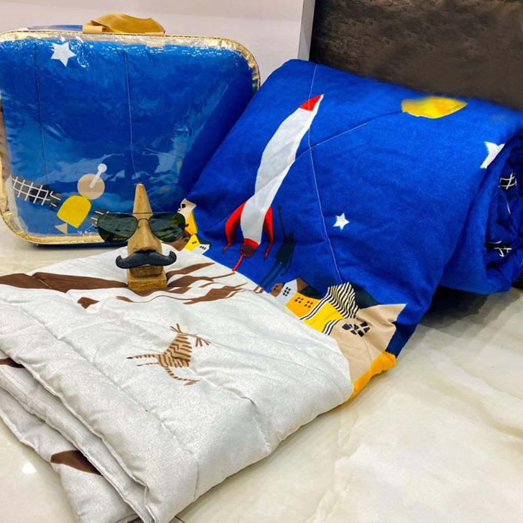 Cartoon Rockets Theme Cotton Light Weight Comforter
