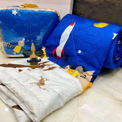 Cartoon Rockets Theme Cotton Light Weight Comforter