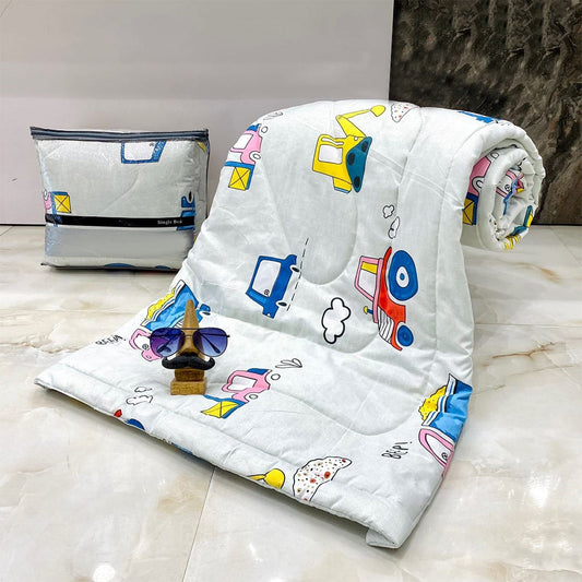 Cartoon Cars Multicolor Theme Cotton Light Weight Comforter