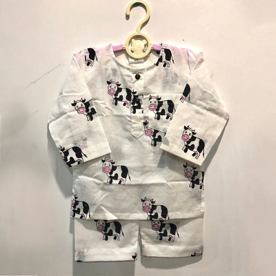 Cow Printed Mul Night Suit