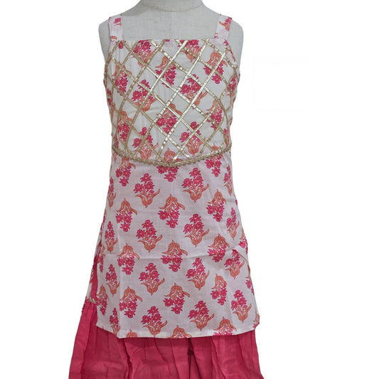 Pink Sleeves Sharara With Gota Detailing