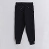 Full Sleeves Cricket Printed Warm Fleece Sweatshirt & Joggers - Black