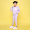 Full Sleeves Floral Printed Warm Fleece Sweatshirt & Joggers - Purple