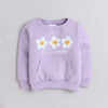 Full Sleeves Floral Printed Warm Fleece Sweatshirt & Joggers - Purple