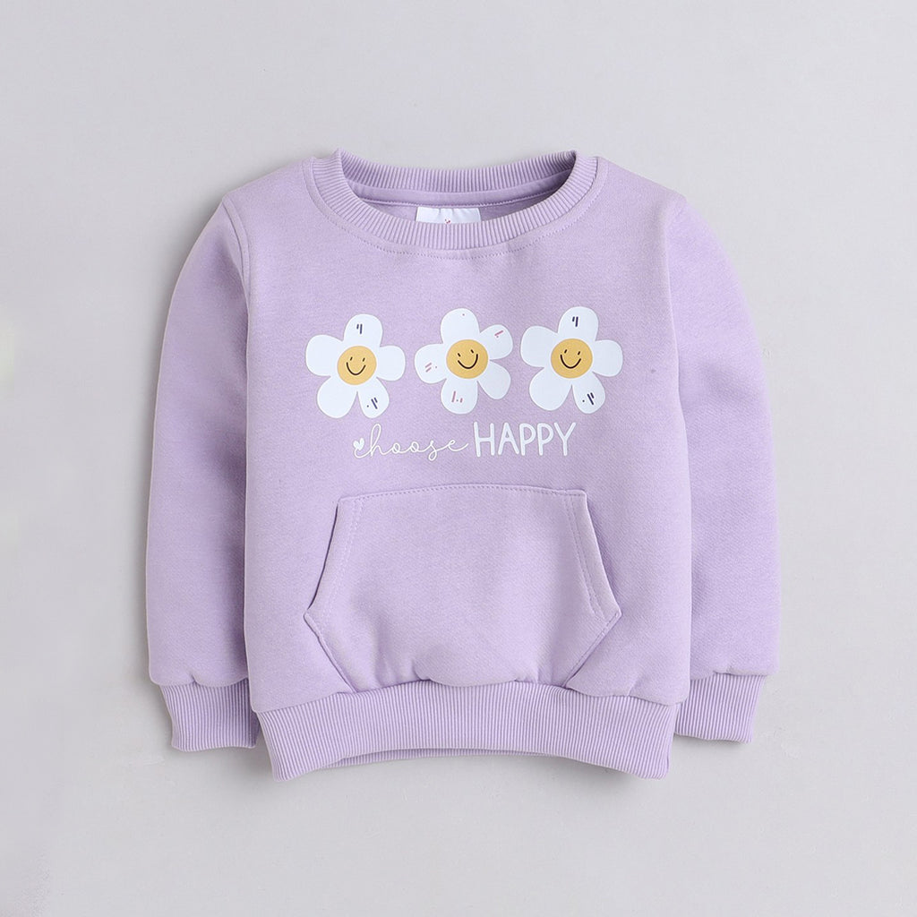 Full Sleeves Floral Printed Warm Fleece Sweatshirt