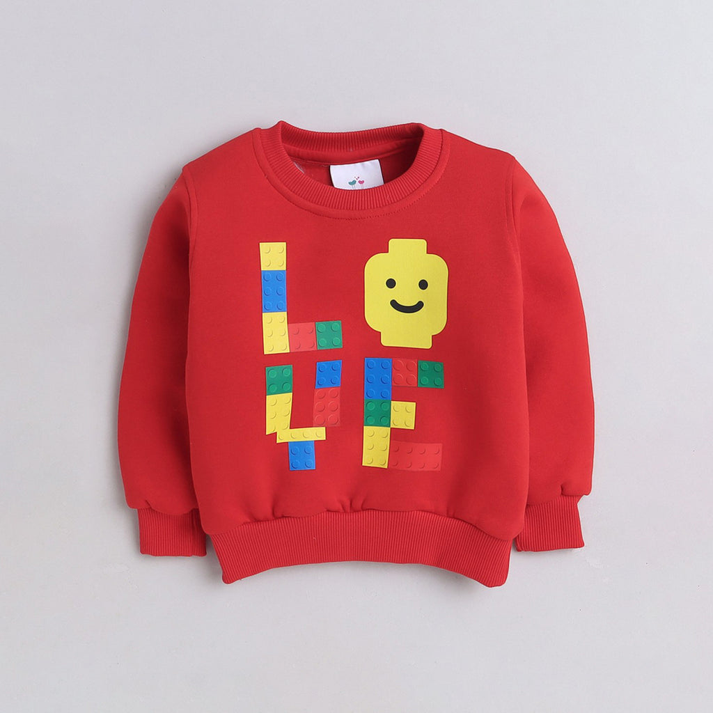 Unisex Full Sleeves Lego Puzzle Printed Warm Fleece Sweatshirt