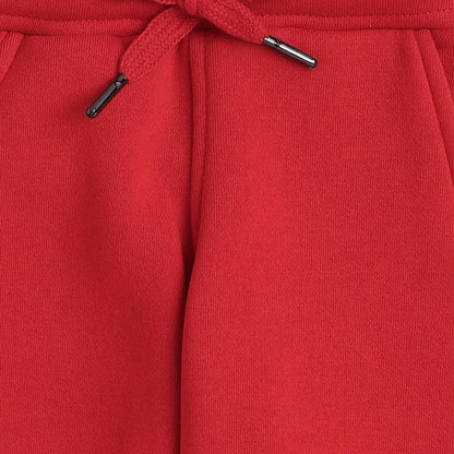 Unisex Full Sleeves Lego Puzzle Printed Warm Fleece Joggers Set - Red