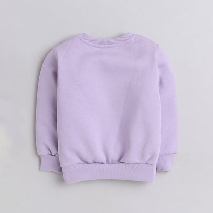 Full Sleeves Mermaid Tail Printed Warm Fleece Sweatshirt & Joggers Set - Purple
