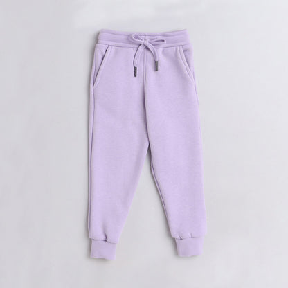 Full Sleeves Mermaid Tail Printed Warm Fleece Sweatshirt & Joggers Set - Purple