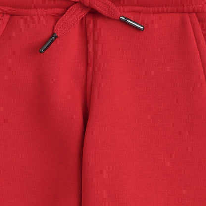 Unisex Full Sleeves Placement Cupcake Printed & Pom Pom Detailed Fleece Jogger Set - Red
