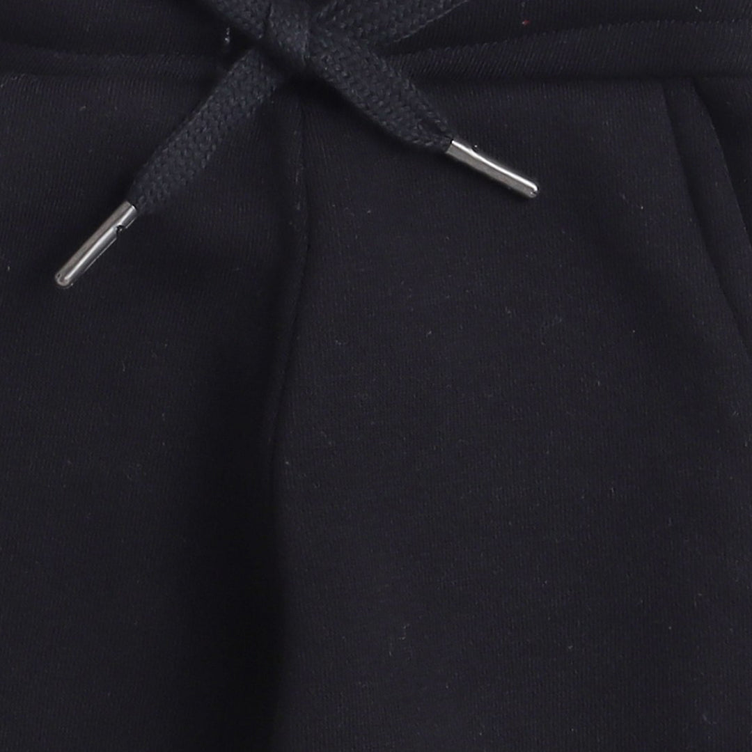 Unisex Full Sleeves Placement Rainbow Printed Warm Fleece Joggers Set - Black