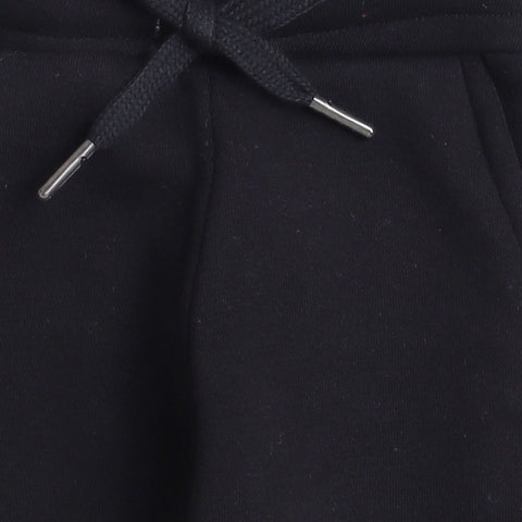 Unisex Full Sleeves Placement Rainbow Printed Warm Fleece Joggers Set - Black