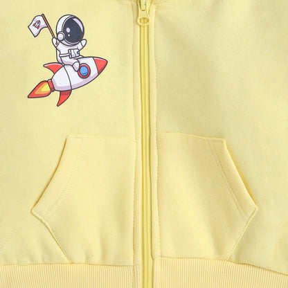 Unisex Full Sleeves Placement Rocket Printed Fleece Sweatshirt