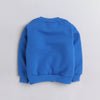 Full Sleeves Placement Rocket Printed Warm Fleece Sweatshirt - Blue