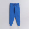 Full Sleeves Placement Rocket Printed Warm Fleece Sweatshirt & Joggers Set - Blue
