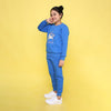 Full Sleeves Unicorn Printed Warm Fleece Sweatshirt & Joggers Set - Blue