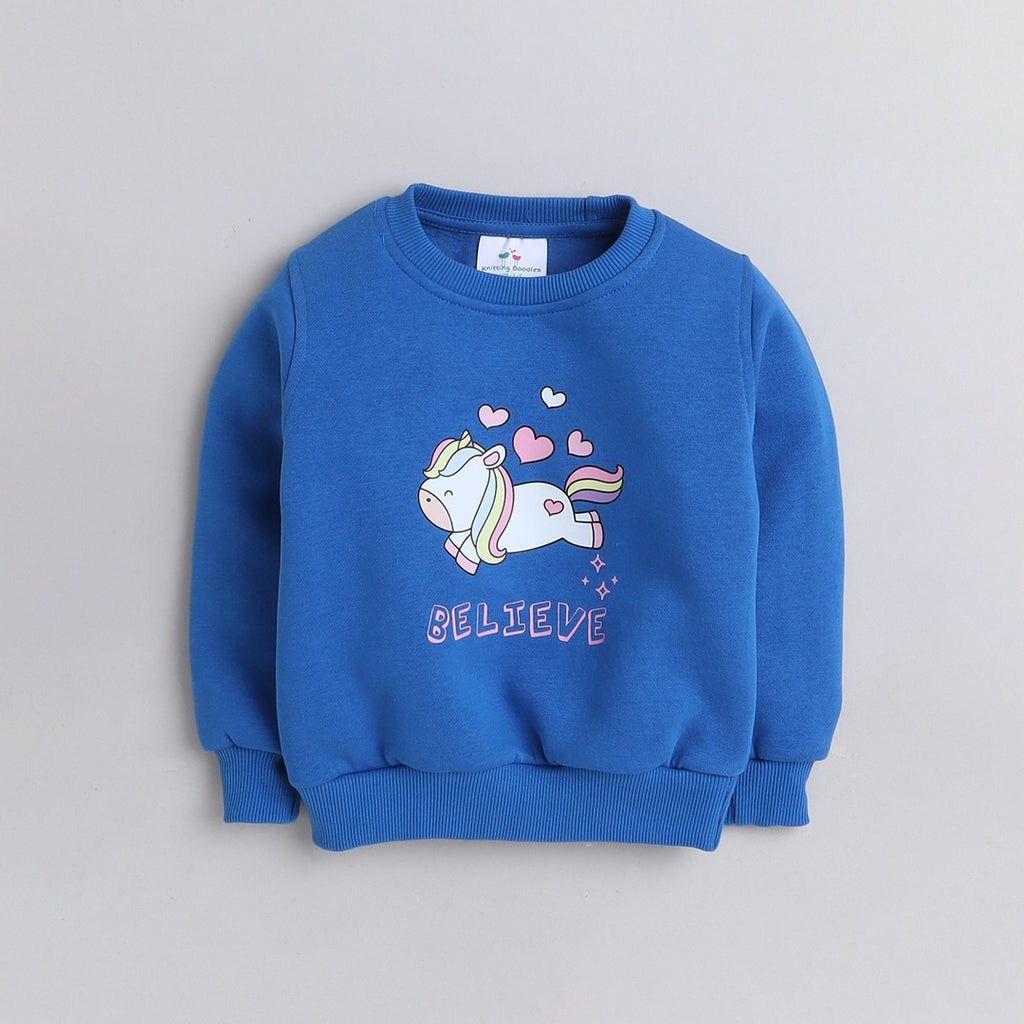 Full Sleeves Unicorn Printed Warm Fleece Sweatshirt