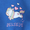 Full Sleeves Unicorn Printed Warm Fleece Sweatshirt & Joggers Set - Blue