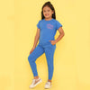 Girls Blue Mini Boss Printed Terry Jogger Set
