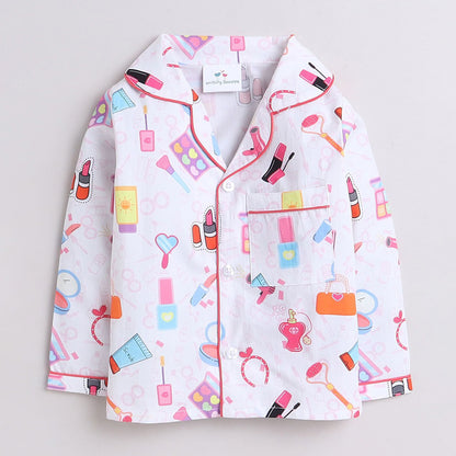 Girls Printed Conversational Make Up Pure Cotton Night suit