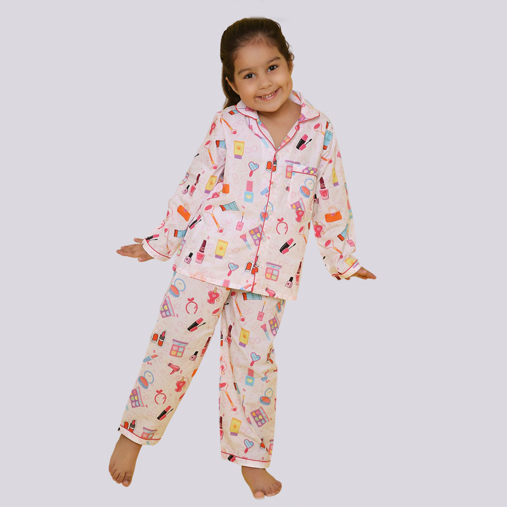 Girls Printed Conversational Make Up Pure Cotton Night suit