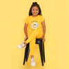 Girls Yellow Good Vibes Printed Terry Jogger Set