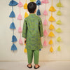 Green Block Printed Chanderi Kurta with Cotton Silk Pants