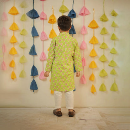 Green & Pink Kurta Pants
