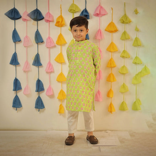 Green & Pink Kurta Pants