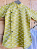 Green Kurta Styled With Side Buttons And White Pyjama Krimakay