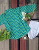 Green Zig Zag Print Kurta With White Pyjama