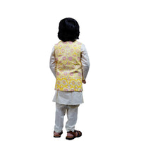 Ivory Kurta Pajama With Printed Bundi