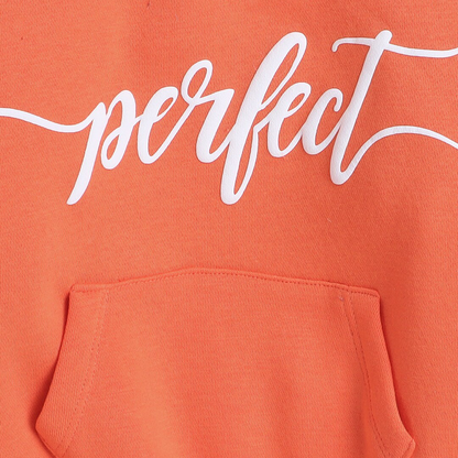 Knitting Doodles Kids' Orange Sweatshirt with Warm Fleece & Puff Print