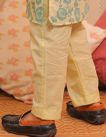 Lemon Yellow and Aqua Blue Kurta Pyjama