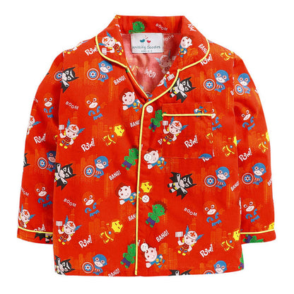 Little Superheros Themed Print Night Suit