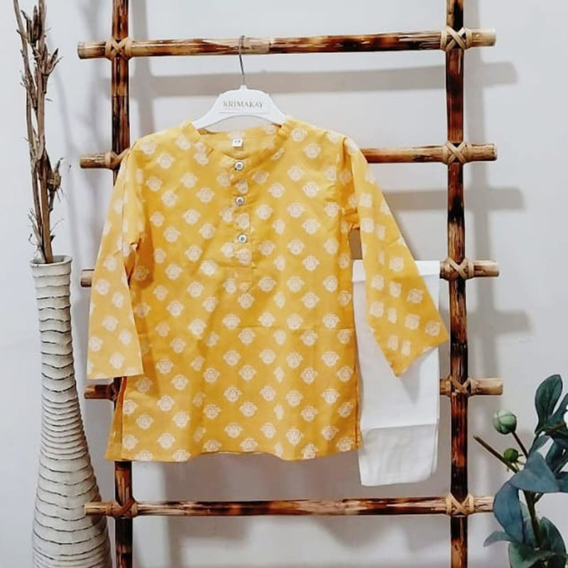 Mango Pastel Kurta with White Pajama