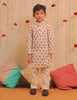 Off-white And Cherry Red Kurta Pyjama