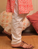 Orange, Peach And White Kurta Pyjama With Jacket Set