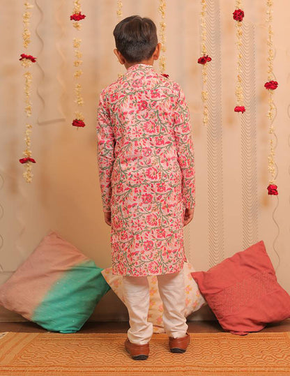 Pink and White Kurta Pyjama
