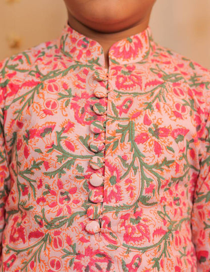 Pink and White Kurta Pyjama