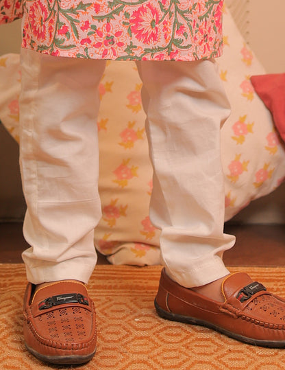 Pink and White Kurta Pyjama