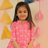 Pink Block Printed High Low Kurta Set