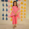 Pink Block Printed High Low Kurta Set