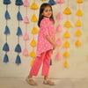 Pink Block Printed High Low Kurta Set