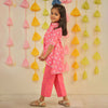 Pink Block Printed High Low Kurta Set