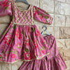 Pink Floral Sharara With Gota Detailing On Yoke